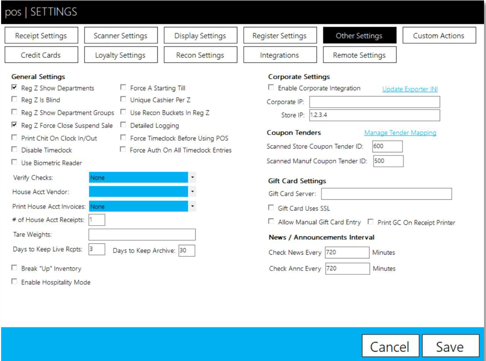 Other Settings in POS