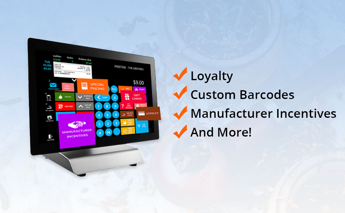 smoke shop POS screen with customer loyalty details